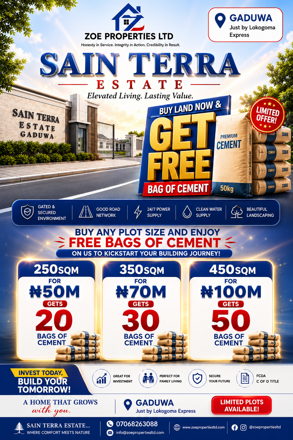 Sain Terra Estate — Gaduwa offer sheet with plot sizes and prices